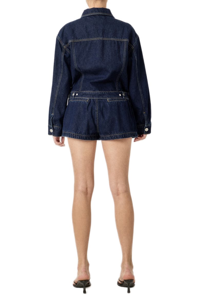 High Waist Denim Shorts, Alternate, color, NAVY