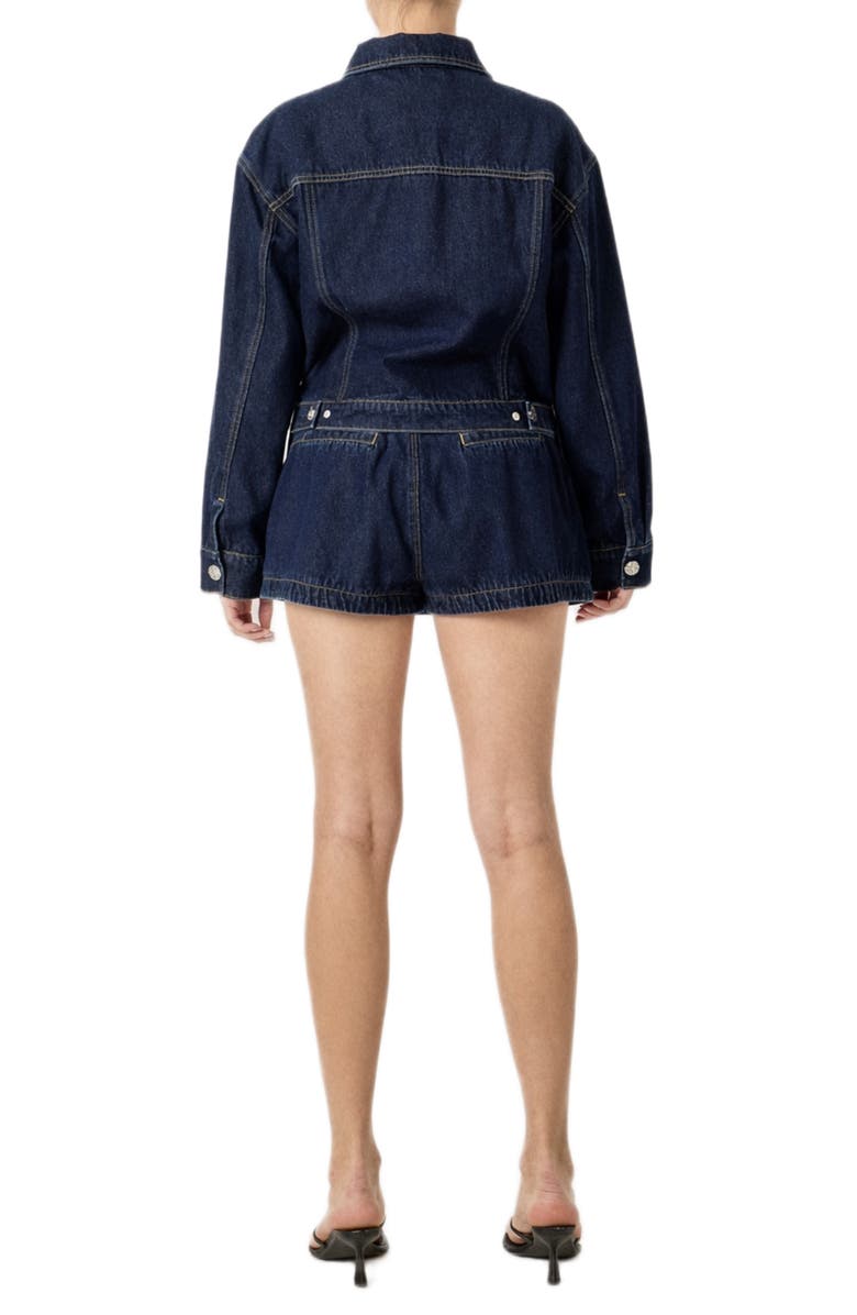 English Factory High Waist Denim Shorts, Alternate, color, Navy