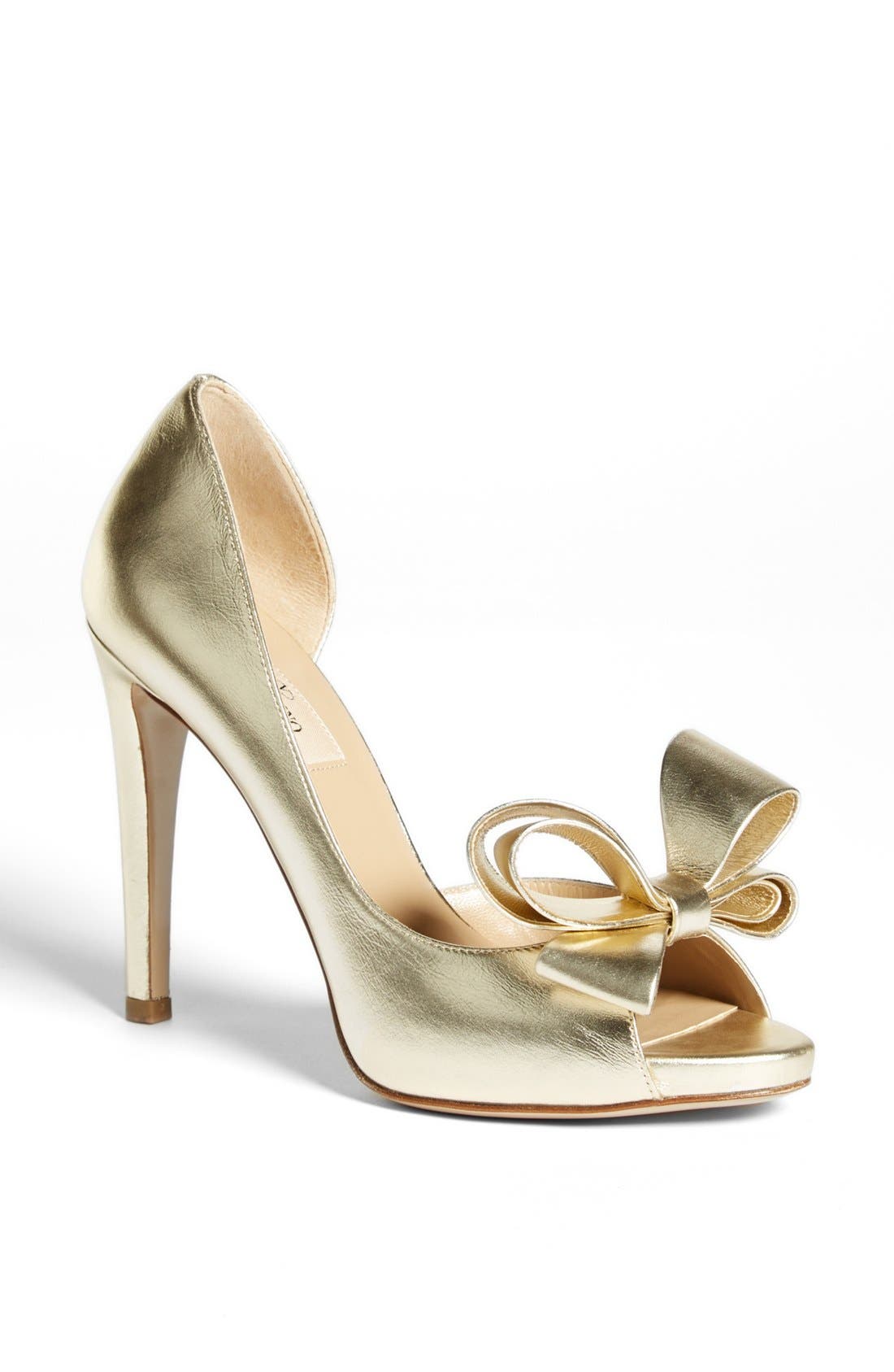 Valentino 'Couture Bow' D'Orsay Pump, Main, color, PLATINUM