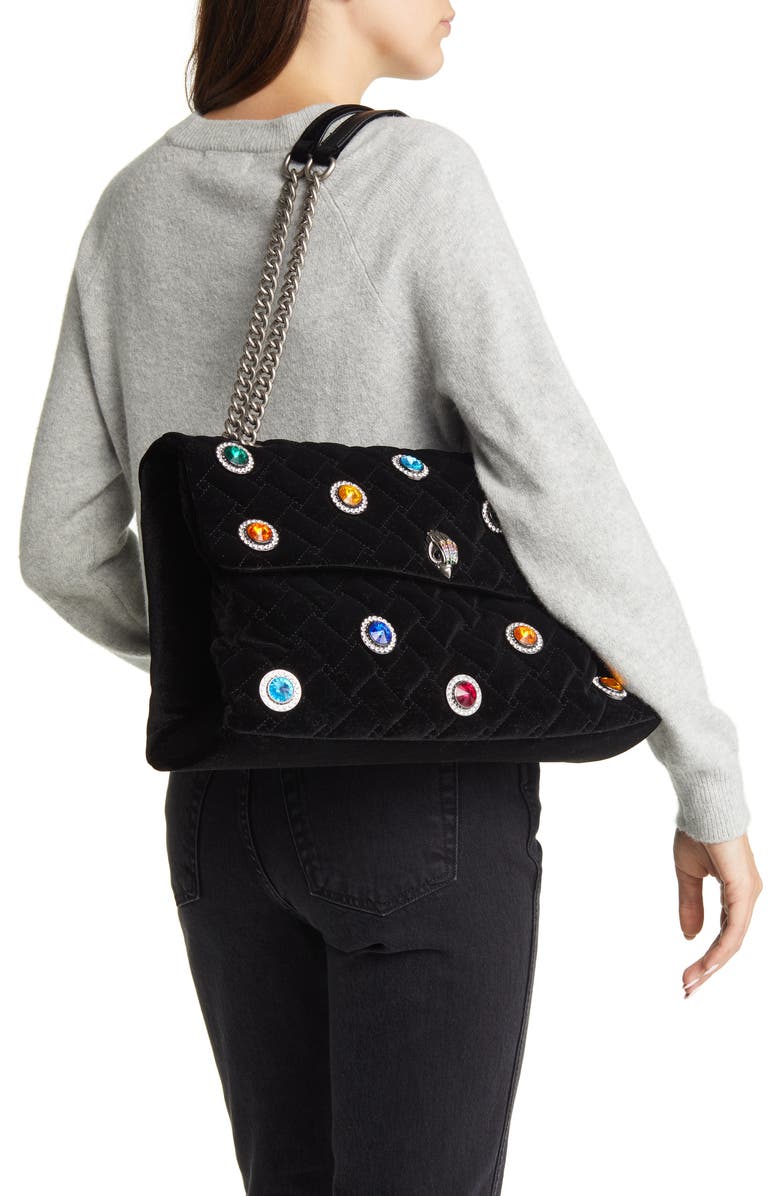 Kurt Geiger London XXL Kensington Velvet Shoulder Bag, Alternate, color,
