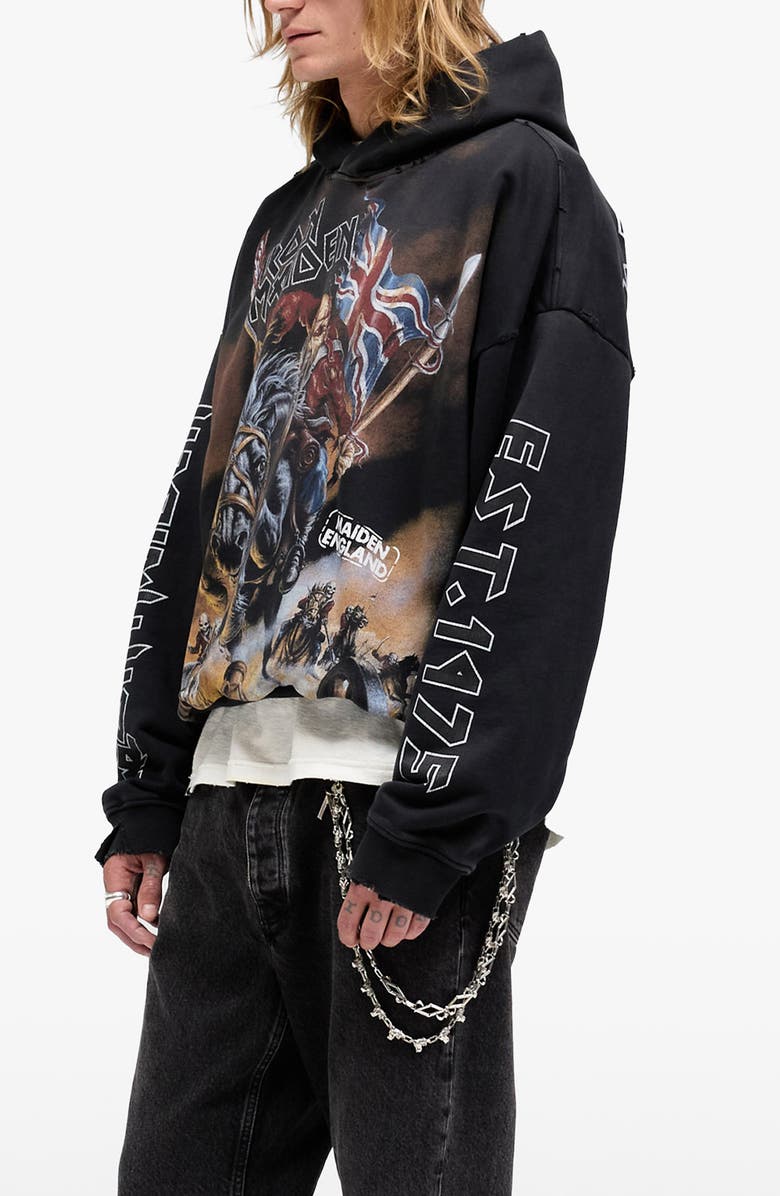 Represent Iron Maiden Steed Graphic Hoodie, Alternate, color, Stained Black