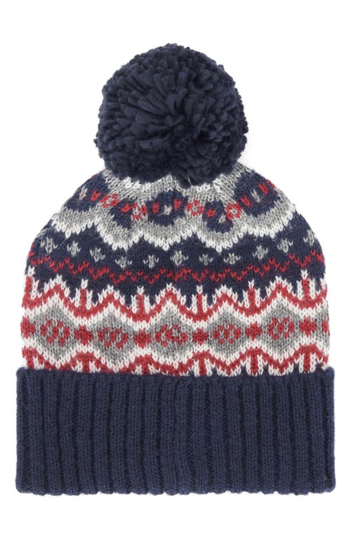 Barbour Fair Isle Pompom Beanie In Blue