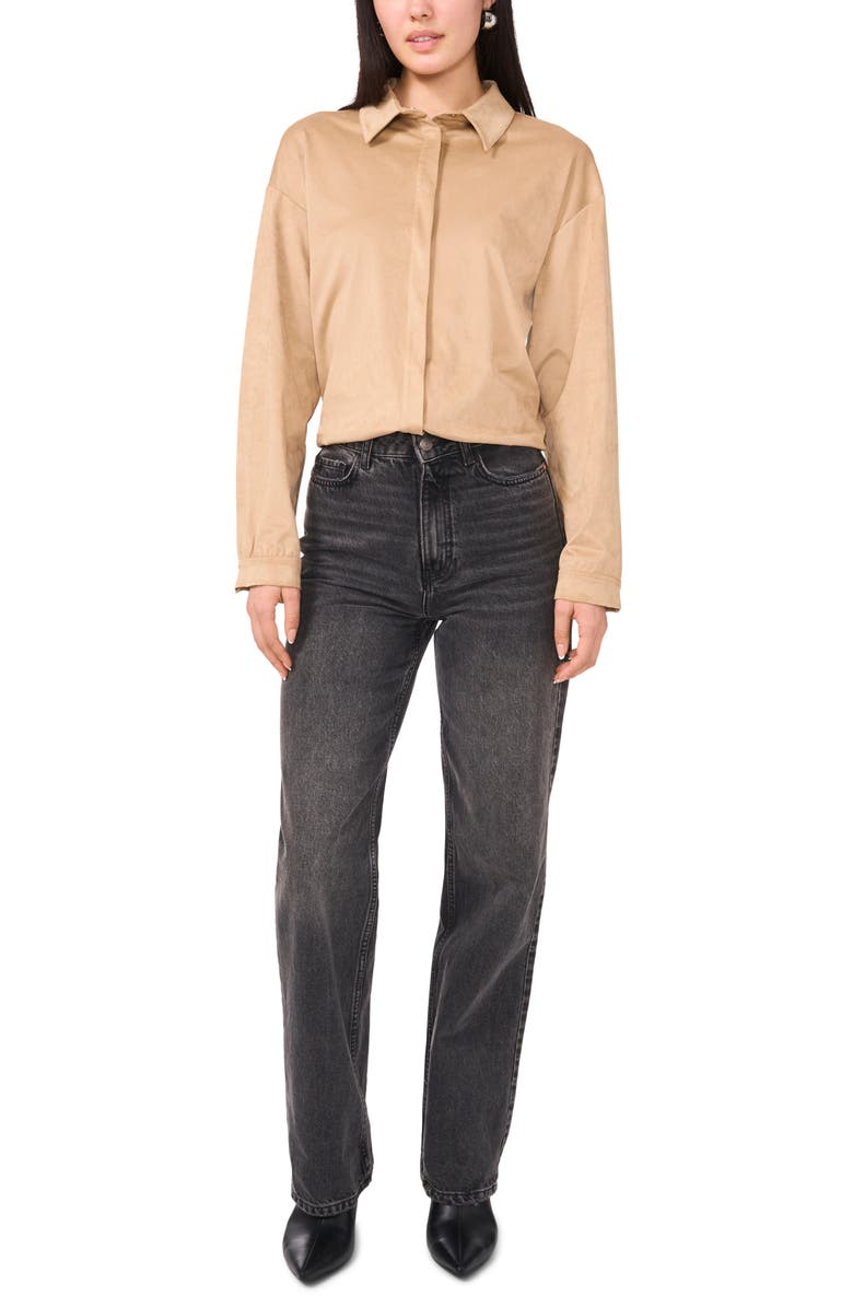 1.STATE Faux Suede Top, Alternate, color, Antique Bronze