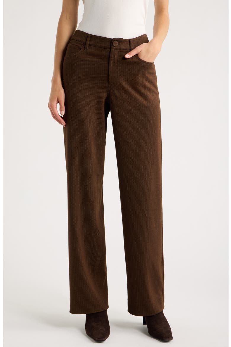 Cam Jacquard Stretch Ponte Pants, Main, color, BROWN MULTI