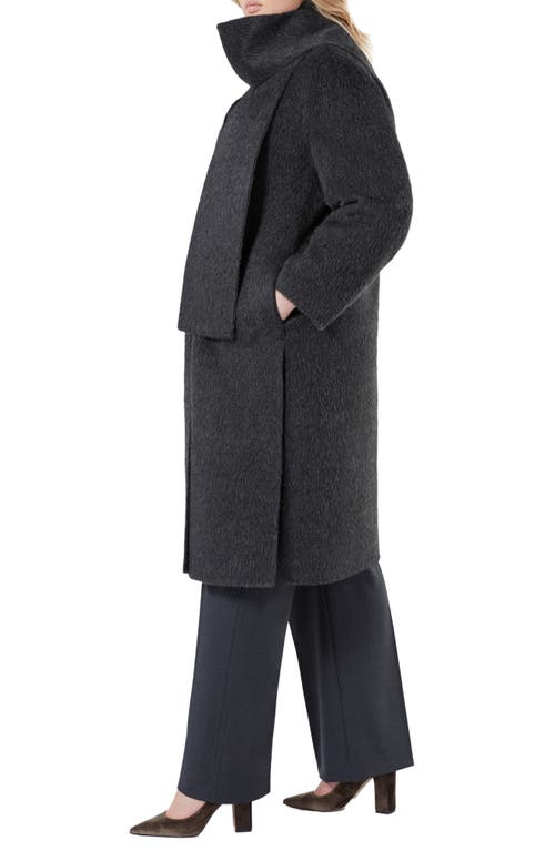 Marina Rinaldi Iacopo Alpaca & Wool Coat With Removable Scarf In Black
