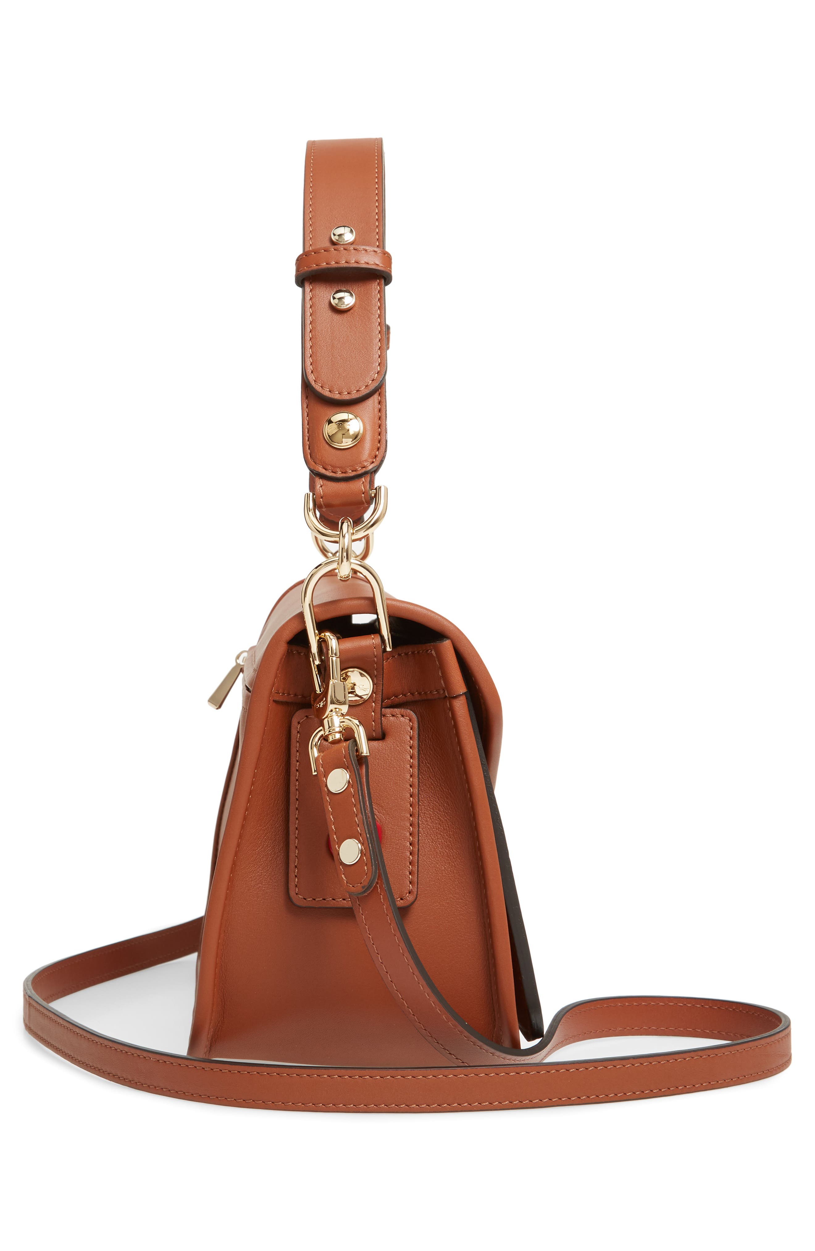 Mademoiselle Calfskin Leather Crossbody Bag, Alternate, color, COGNAC