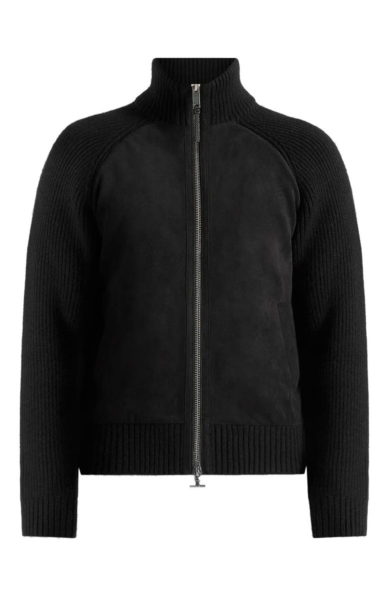 Manière De Voir Rami Suede & Knit Jacket, Alternate, color, Black