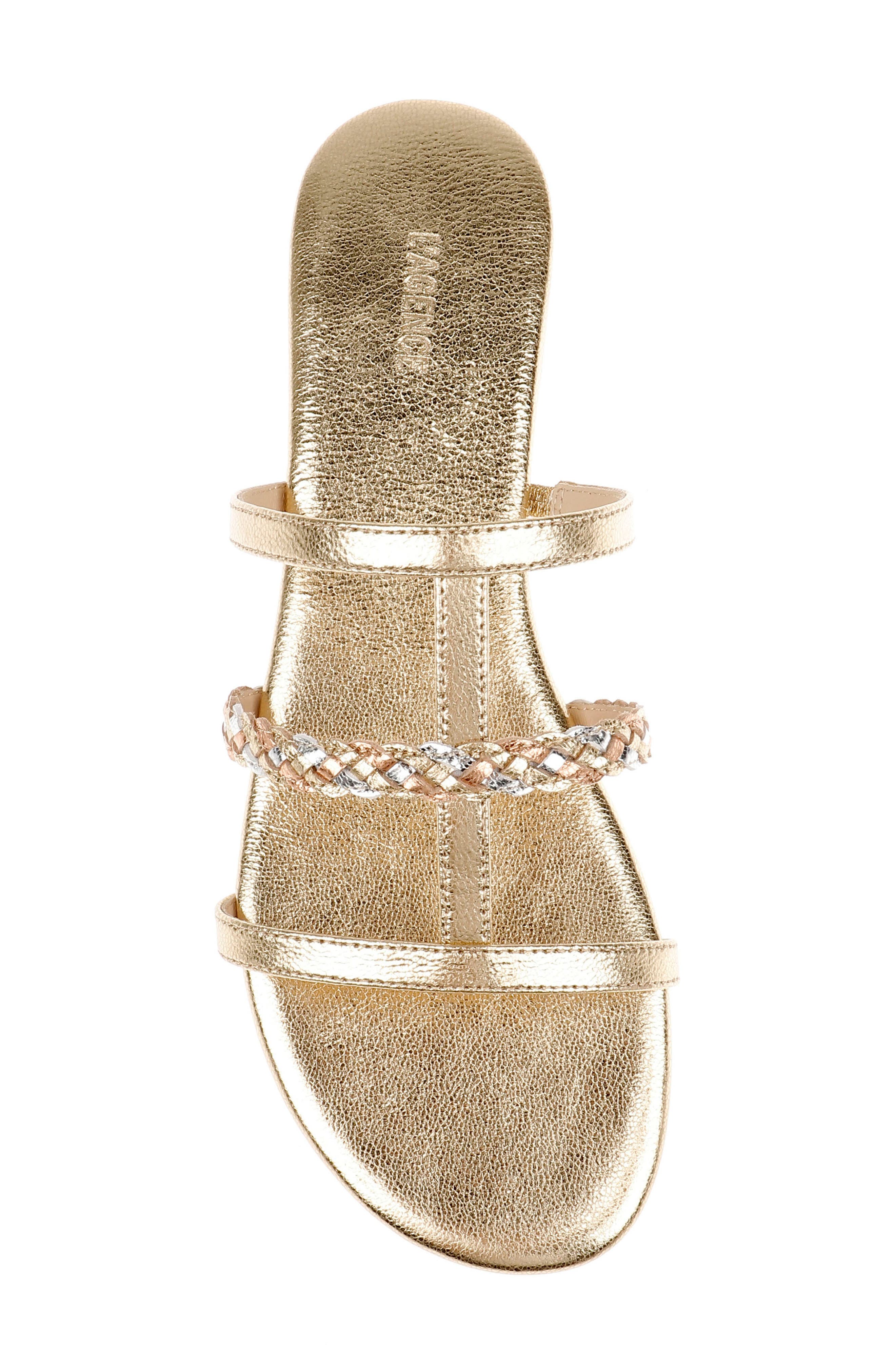 Hennie Slide Sandal, Alternate, color, GOLD MULTI LEATHER