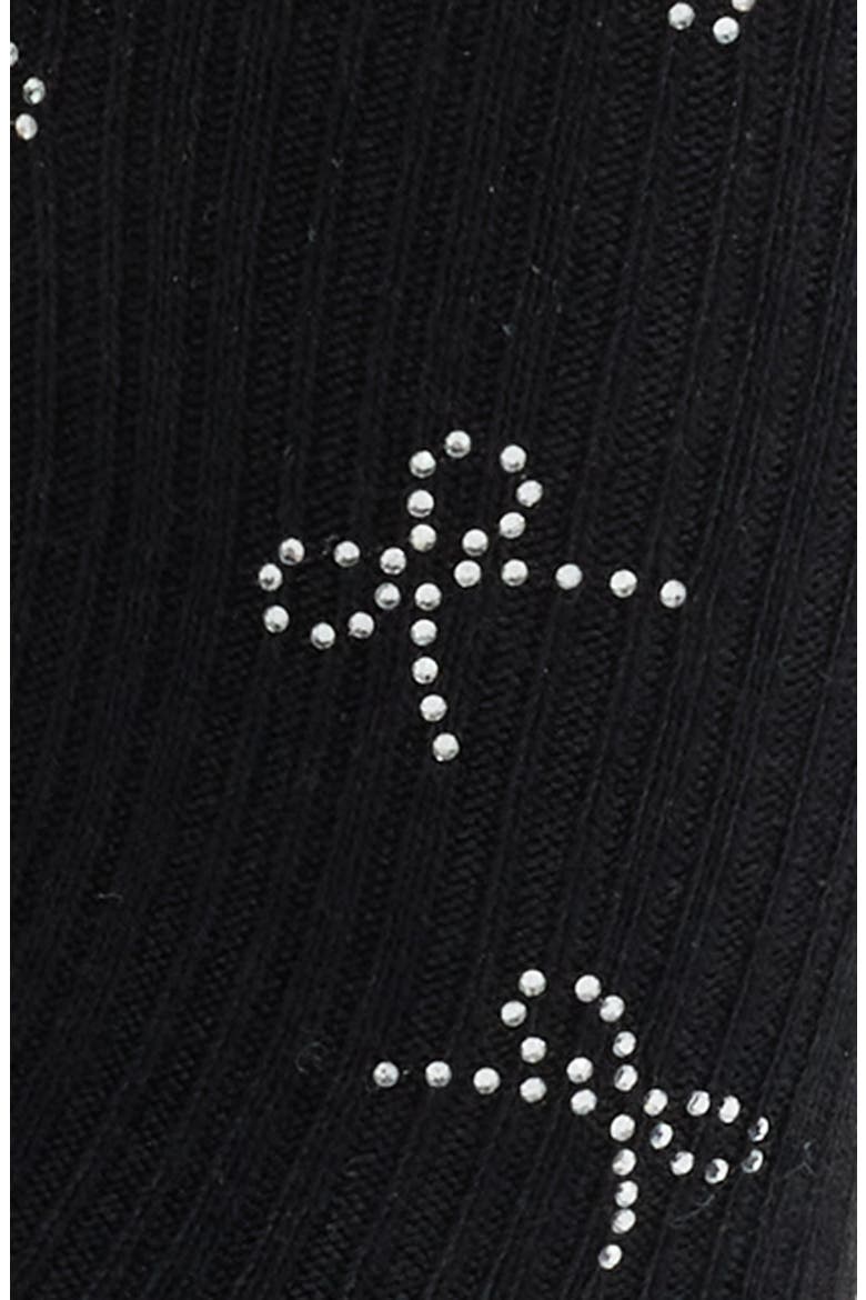 Sweeney Crystal Mini Bow Crew Socks, Alternate, color, BLACK