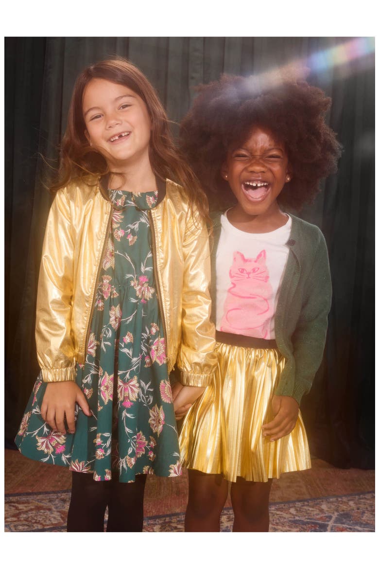 Pleated Metallic Twirl Skirt, Alternate, color, Metallic Gold