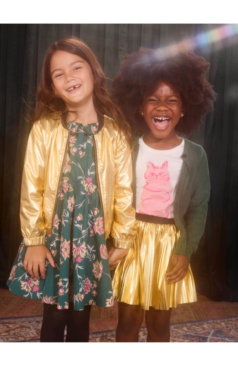 Tea Collection Pleated Metallic Twirl Skirt, Alternate, color, Metallic Gold