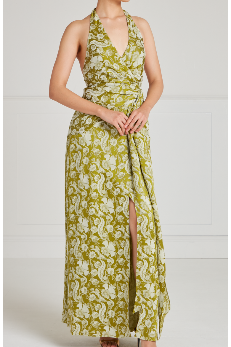 Celine Halter Dress, Main, color, Chartreuse