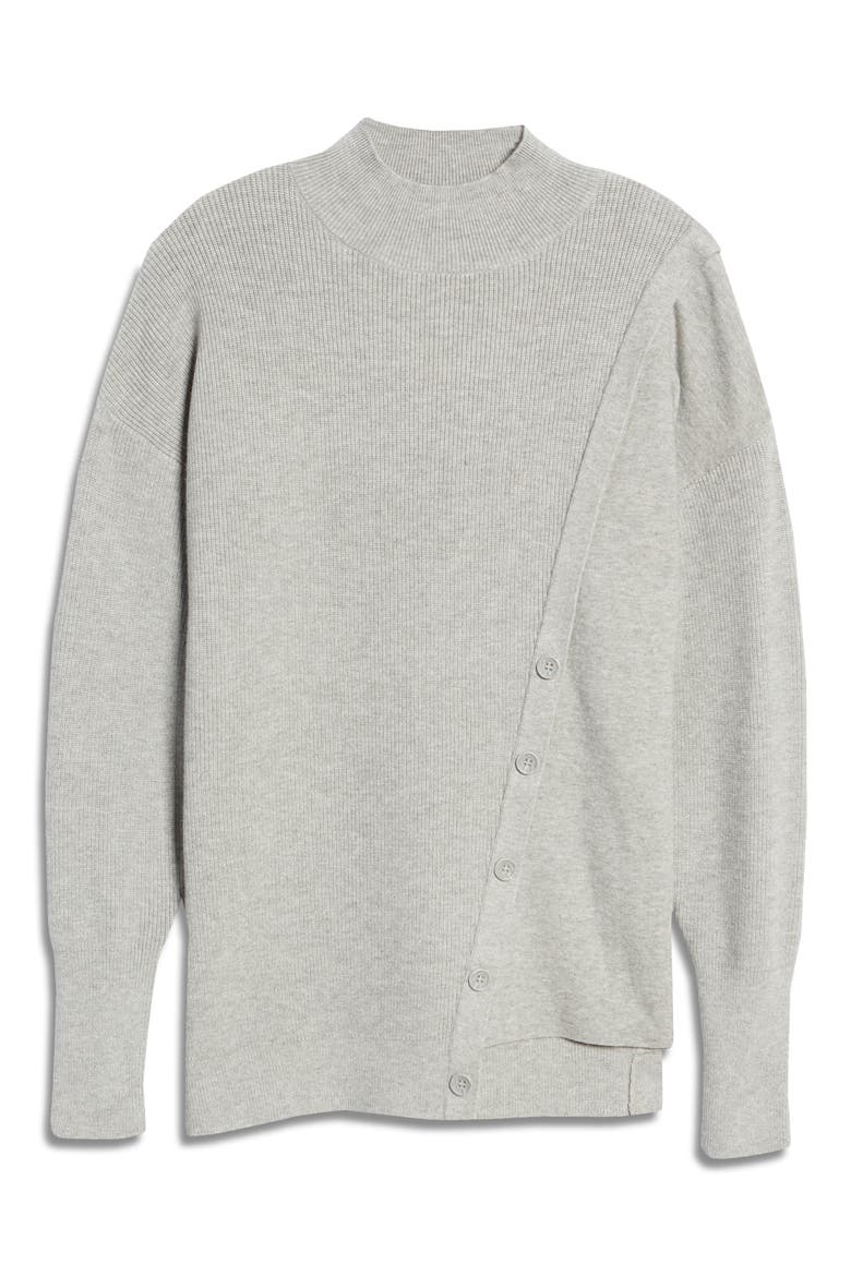 Mock Neck Stitch Mix Sweater, Alternate, color, GREY HEATHER