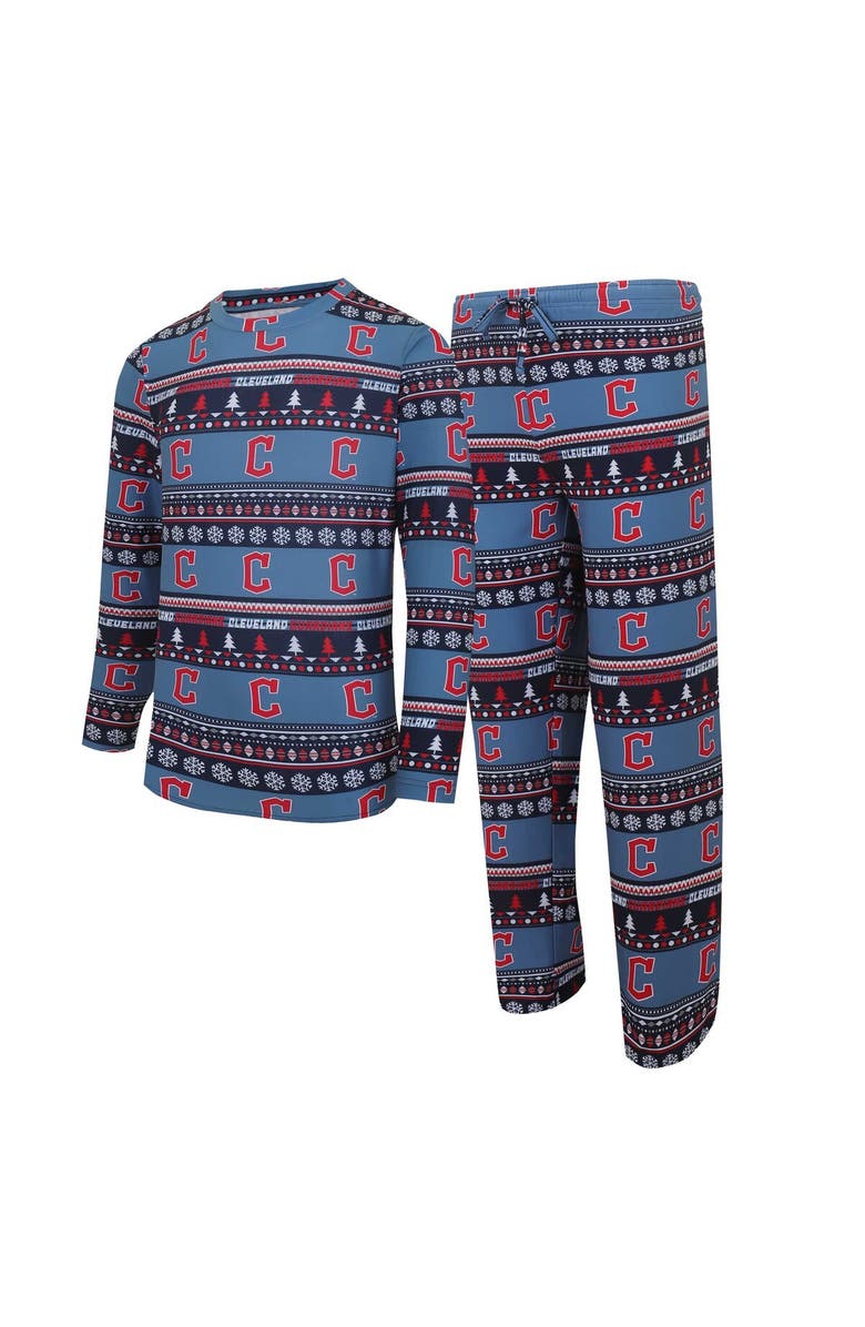 CONCEPTS SPORT Men's Concepts Sport Navy Cleveland Guardians Knit Ugly Sweater Long Sleeve Top & Pants Set, Alternate, color, Navy