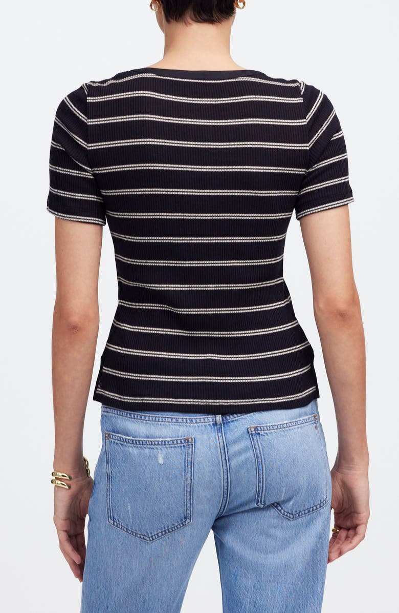 Madewell Rib Lace-Up Short-Sleeve T-Shirt, Alternate, color, 