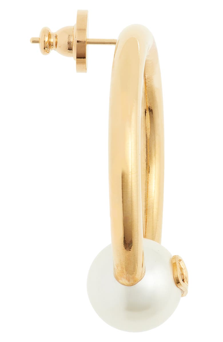 Valentino VLOGO Imitation Pearl Hoop Earrings, Alternate, color, 