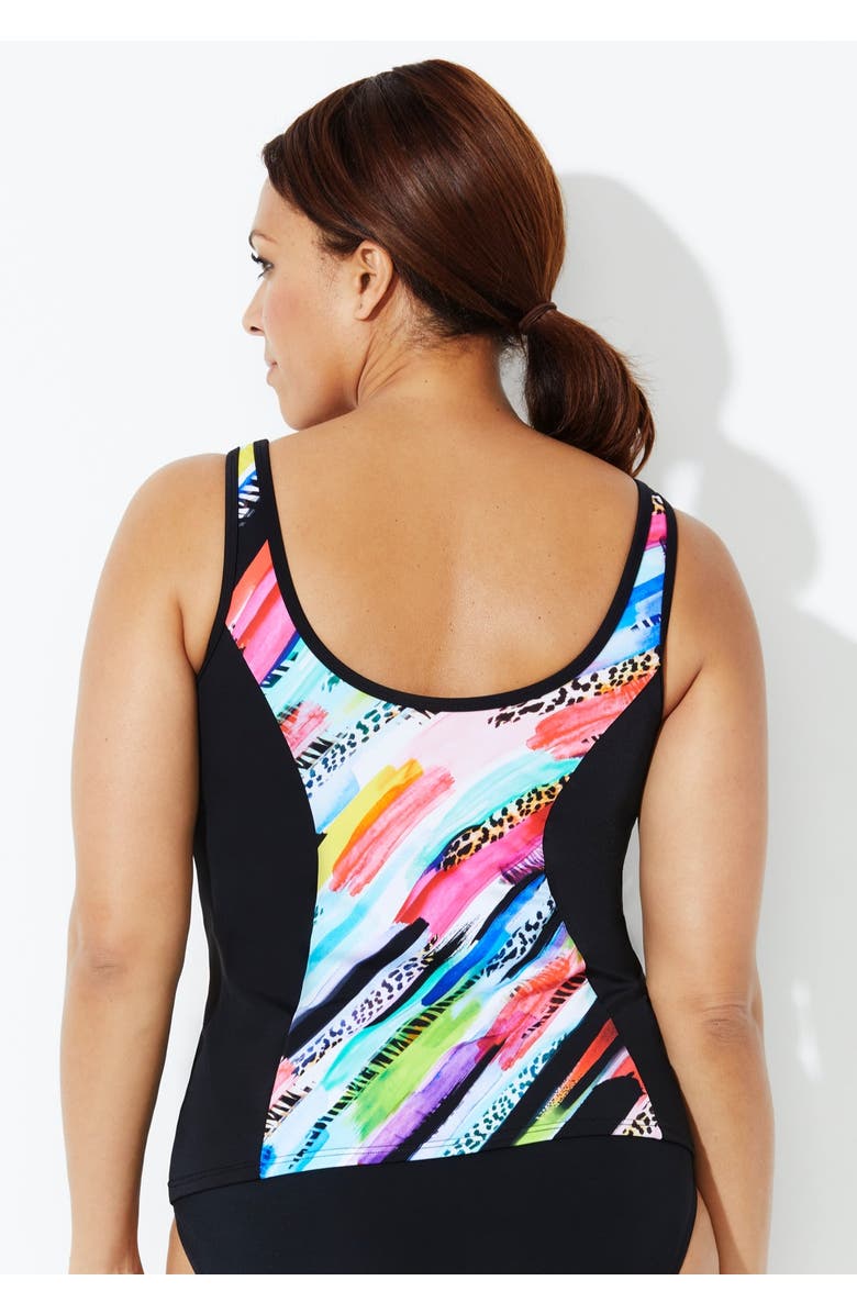 Swimsuits for All Chlorine Resistant Sweetheart Zip Front Tankini Top, Alternate, color, Multi Animal