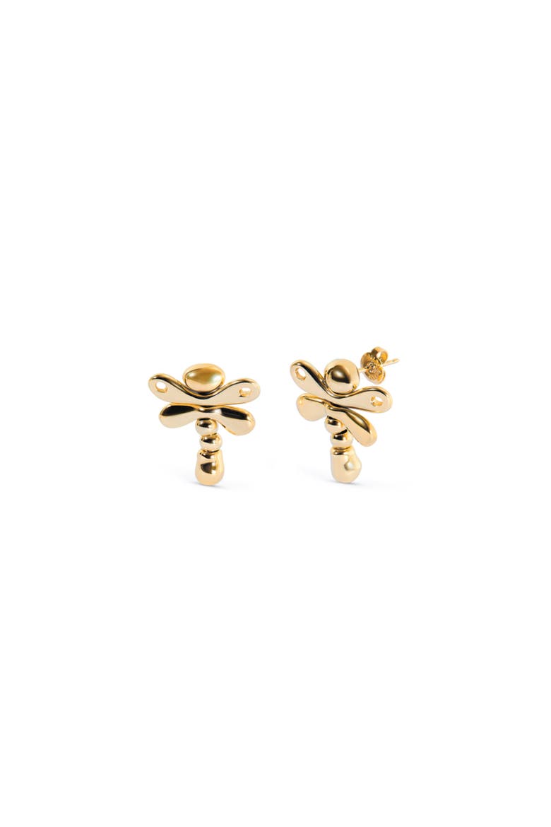 18K Gold-plated Dragonfly Earrings, Main, color, Gold