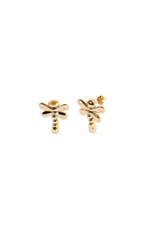 18K Gold-plated Dragonfly Earrings