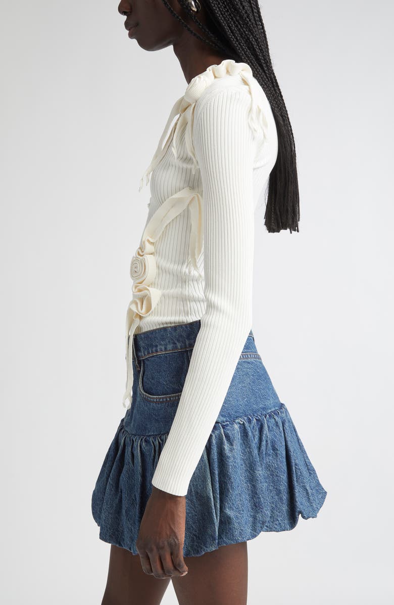 Coperni Distressed Rosette Rib Sweater, Alternate, color, 