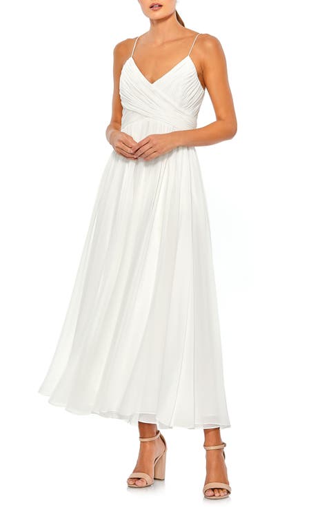 Faux Wrap Sleeveless Flowy Midi Dress