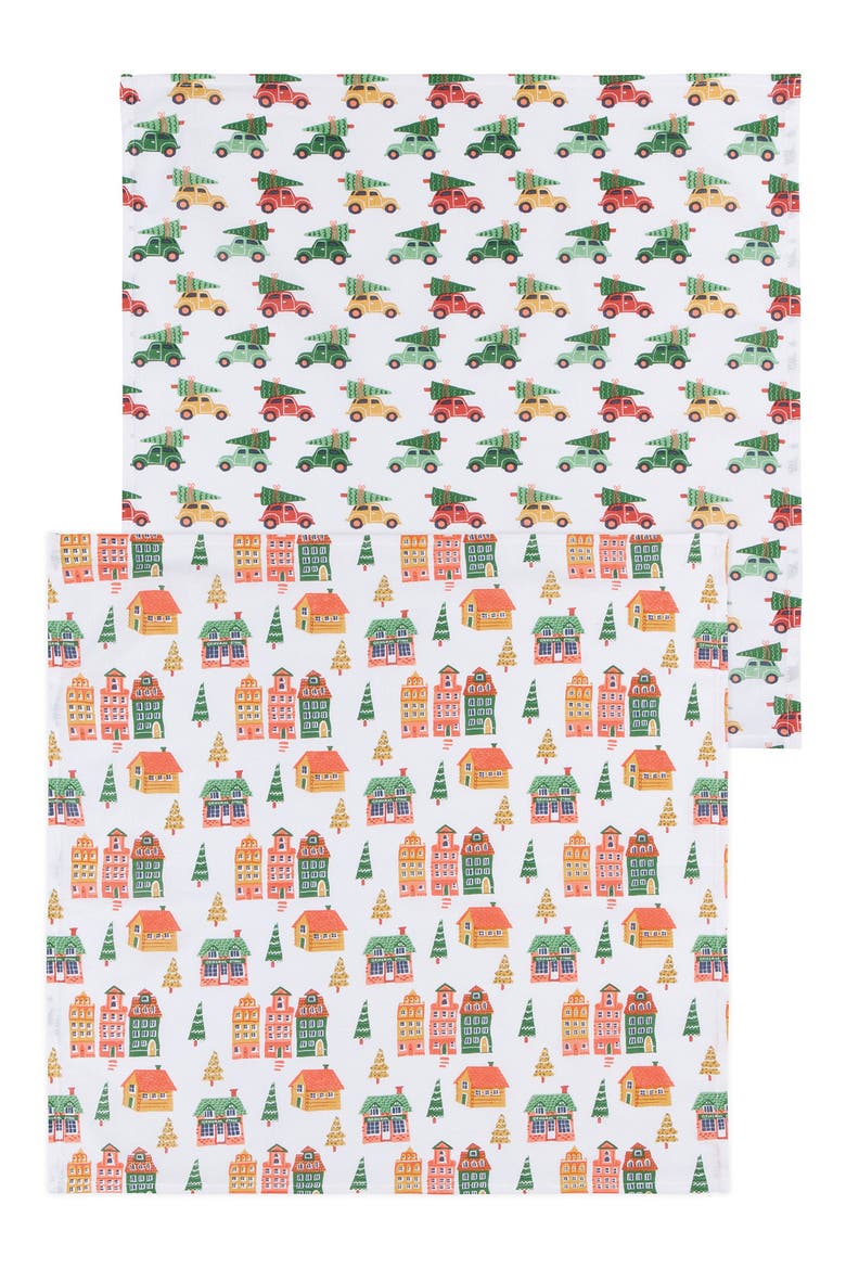 Floursack Organic Cotton Tea Towels, Main, color, CANDY CANE LANE