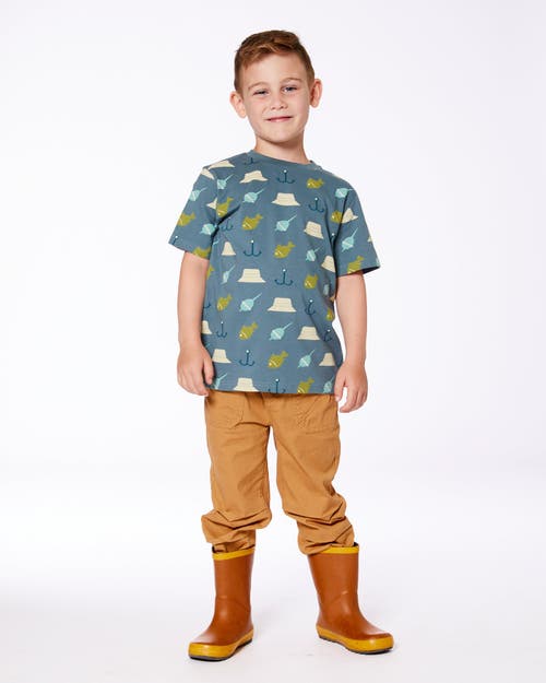 Deux Par Deux Little Boy's Printed Organic Cotton Tee Teal And Peach In Teal And Peach