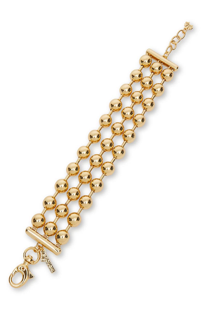 Lele Sadoughi Diana Triple Row Bracelet, Main, color, Gold
