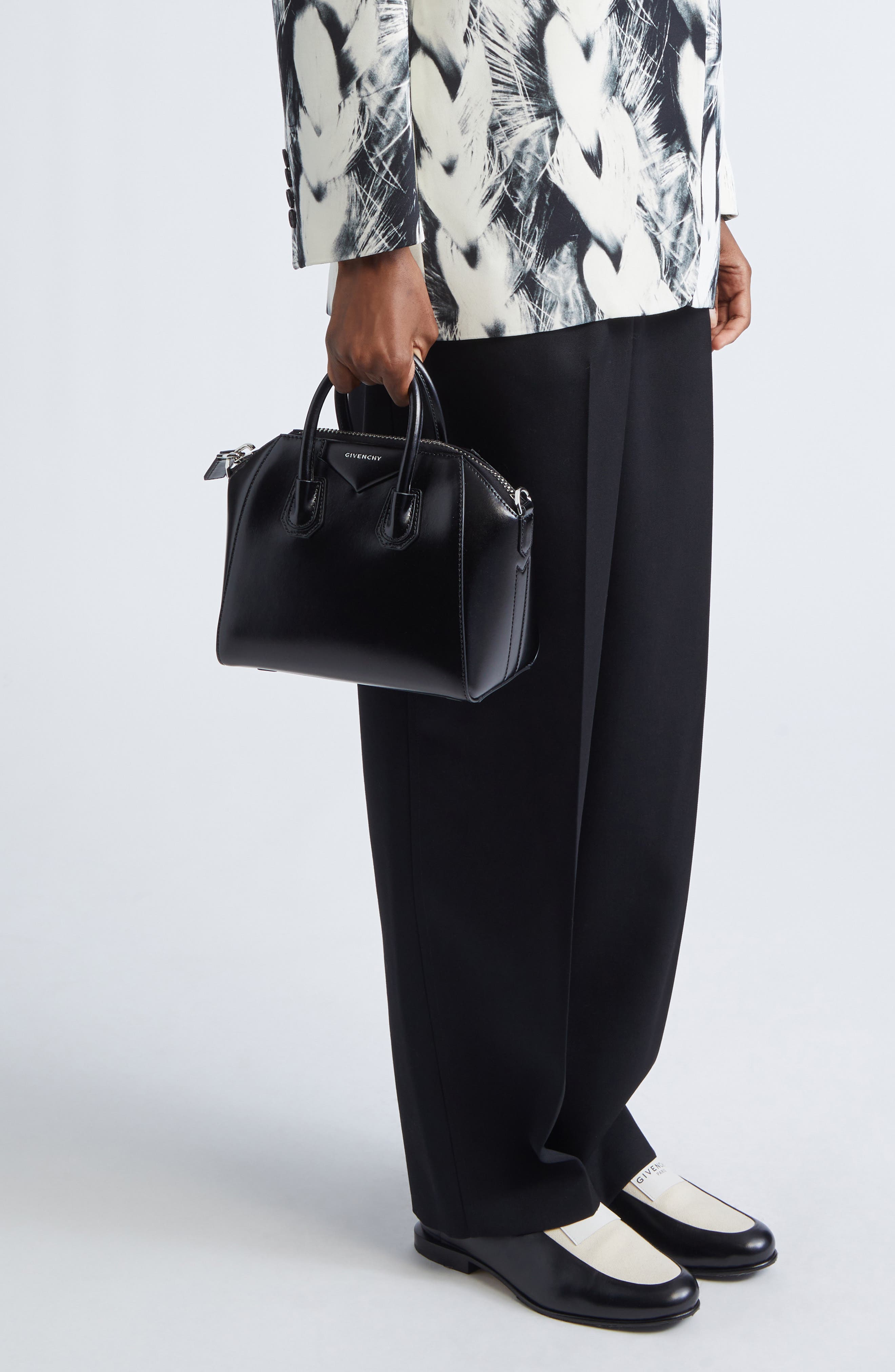 Givenchy Mini Antigona Leather Satchel, Alternate, color, Black