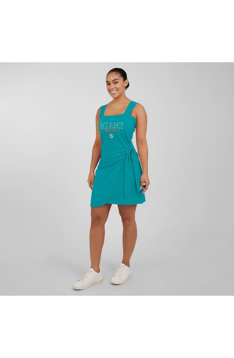 WEAR by Erin Andrews Women's WEAR by Erin Andrews  Aqua Miami Dolphins Wrap Dress, Alternate, color, Aqua