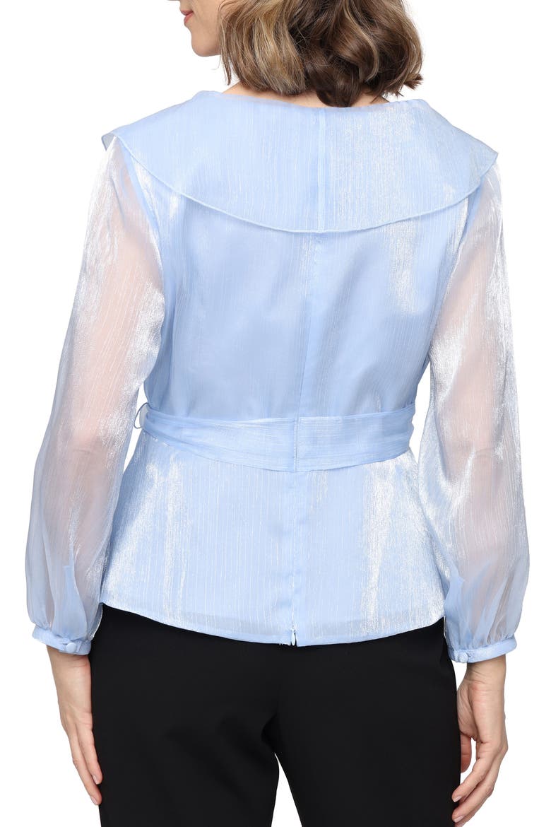 Portrait Collar Shimmer Wrap Top, Alternate, color, HYDRANGEA