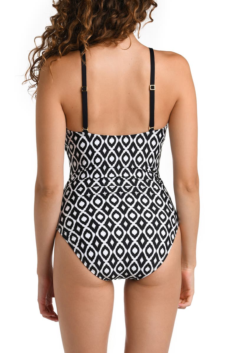 La Blanca Strappy Plunge One-Piece Swimsuit, Alternate, color,