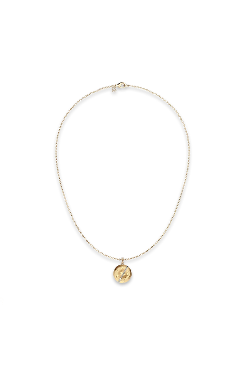 The Basketball Crooked Ball Linear Diamond Necklace, Alternate, color, Gold / White Diamond