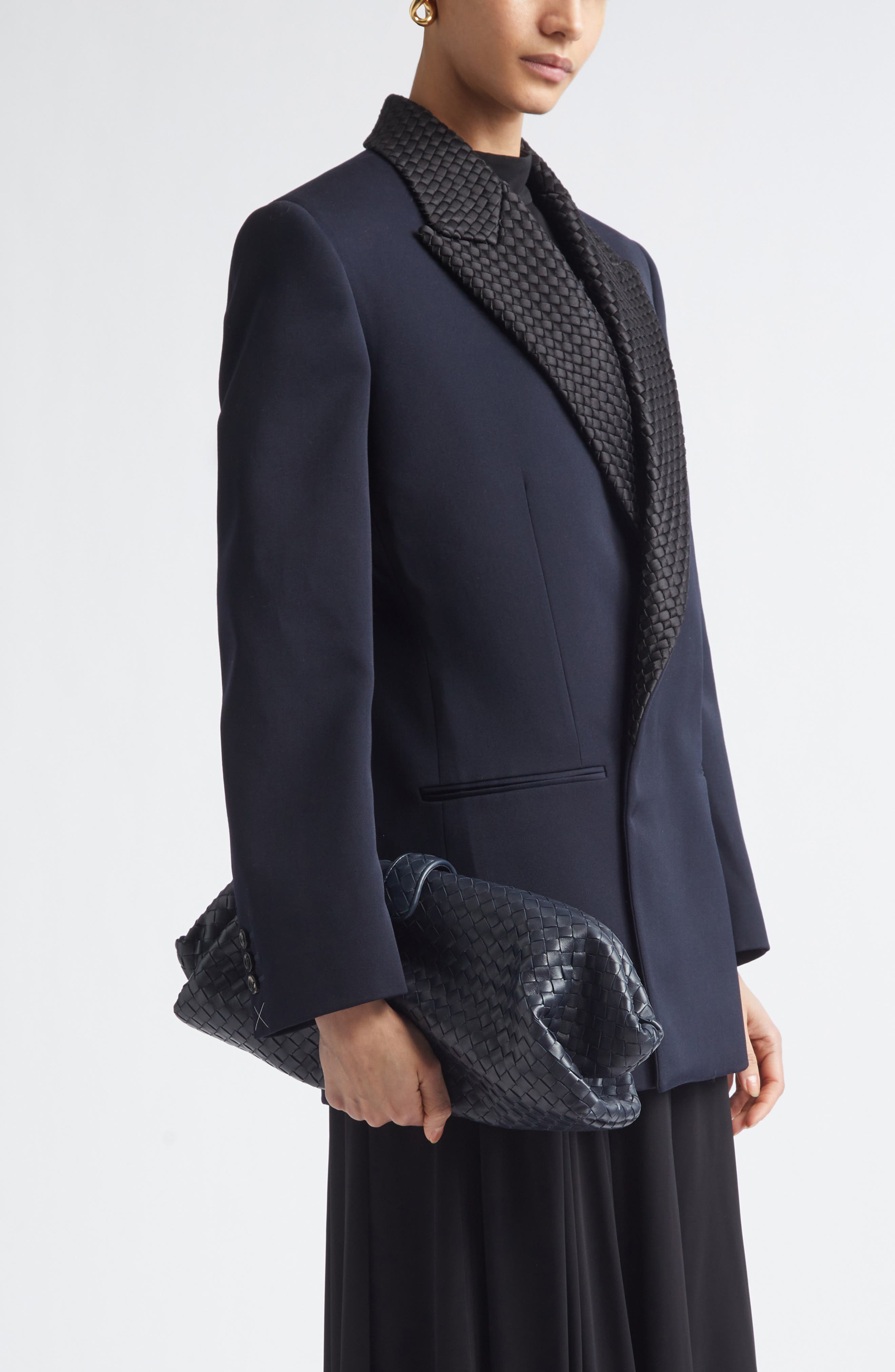 Bottega Veneta Lauren Intrecciato Clutch, Alternate, color, 4346 Midnight-Brass V