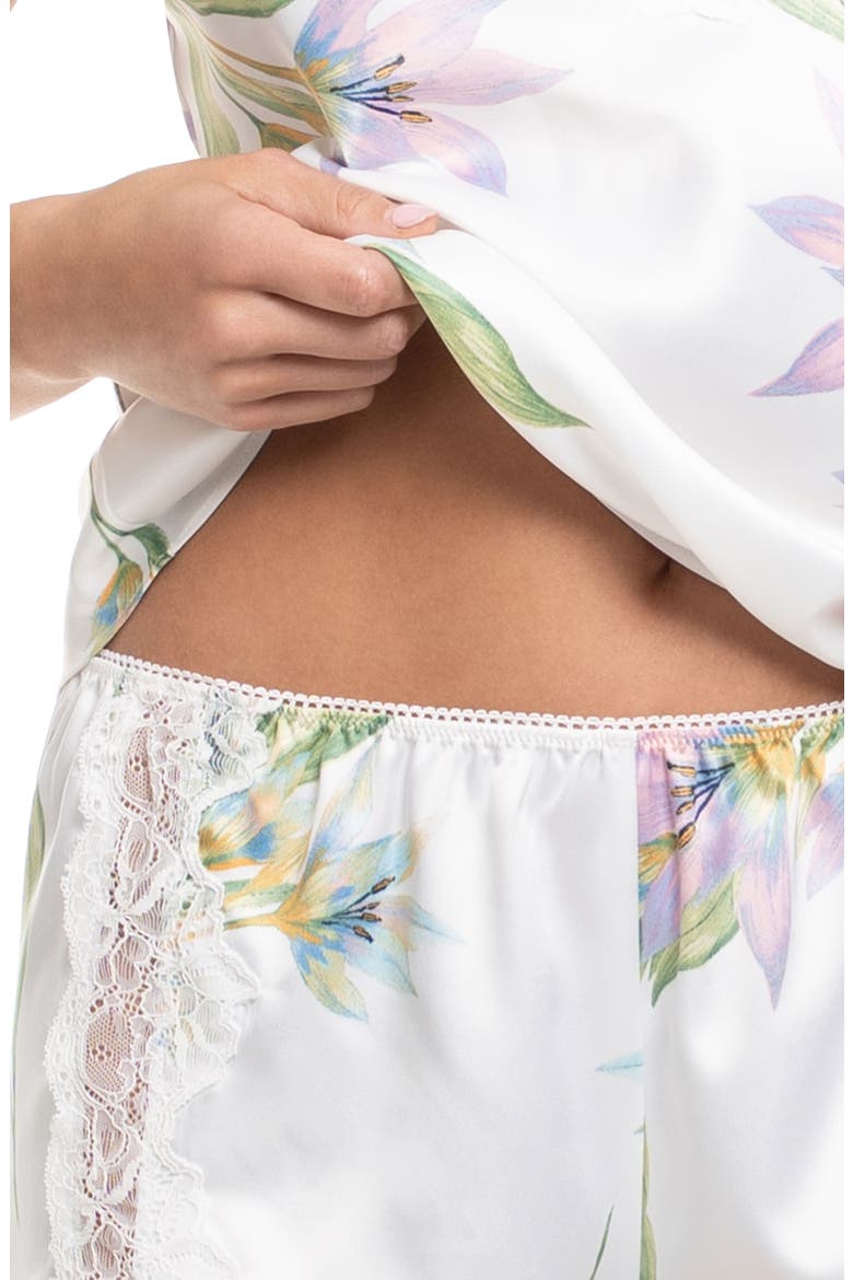 Elyse Floral Satin Shortie Pajamas, Alternate, color, IVORY