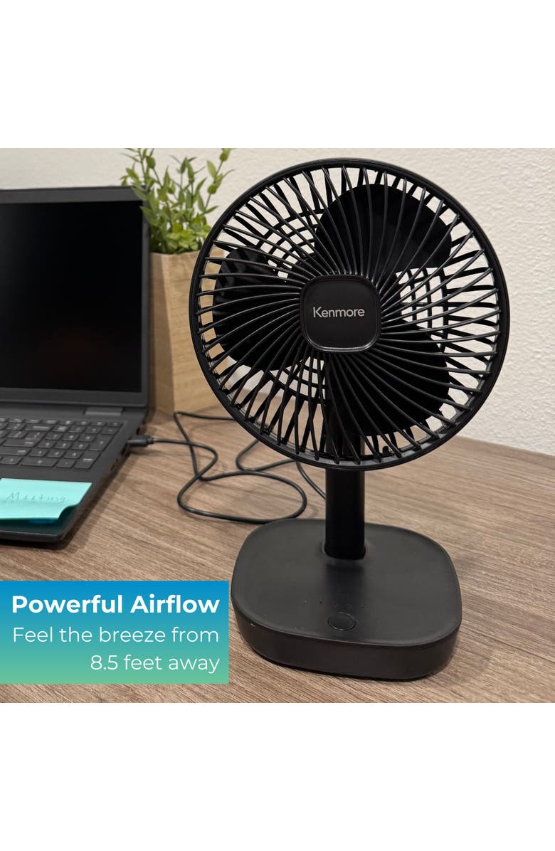 Kenmore Rechargeable 6 Inch Portable Fan Black, Alternate, color, Black