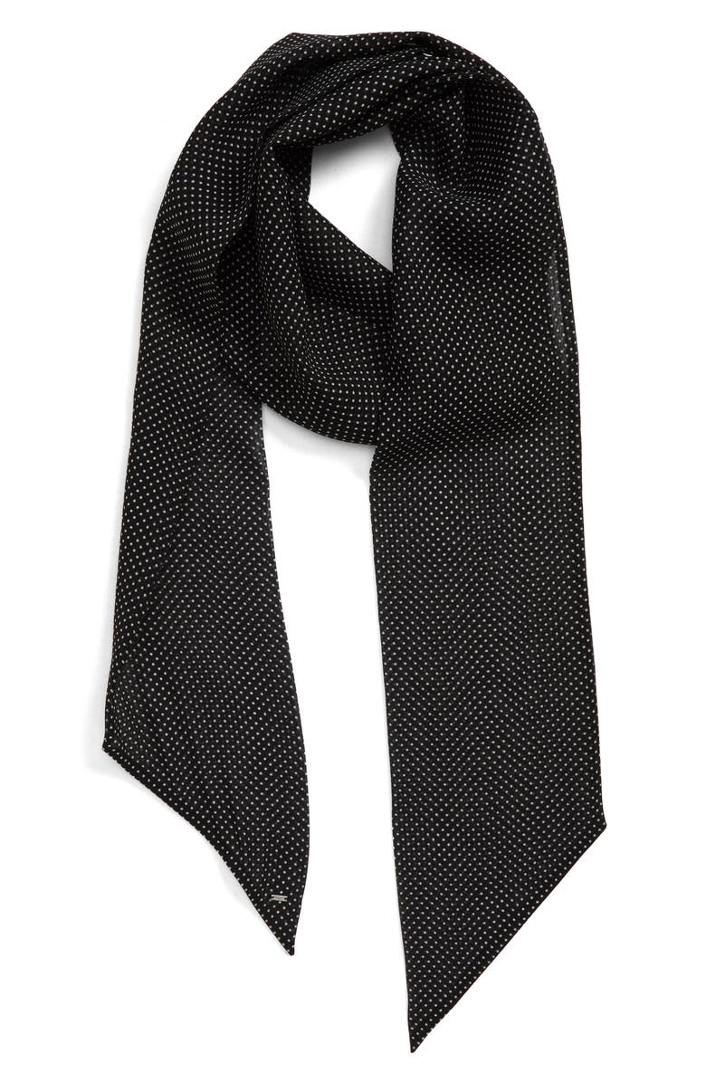 Saint Laurent Georgette Dot Silk Scarf, Alternate, color, 