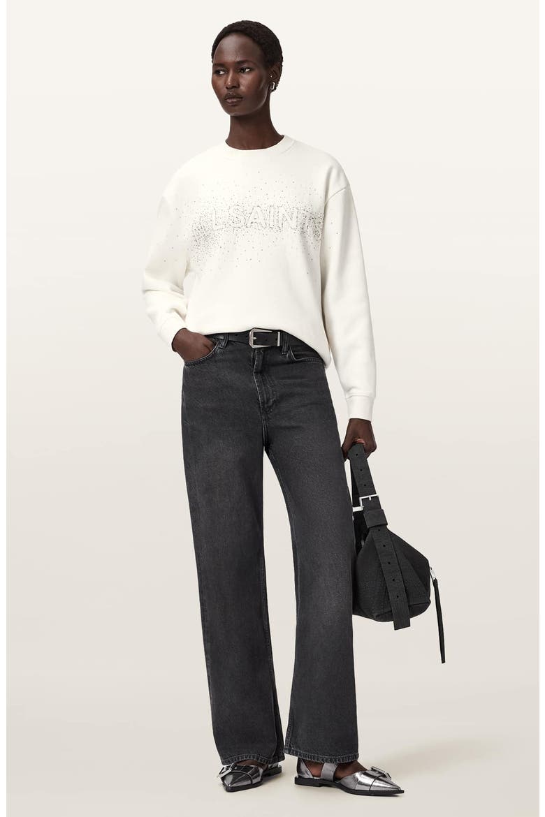 Etta Crystal Embellished Fleece Sweatshirt, Alternate, color, WHITE