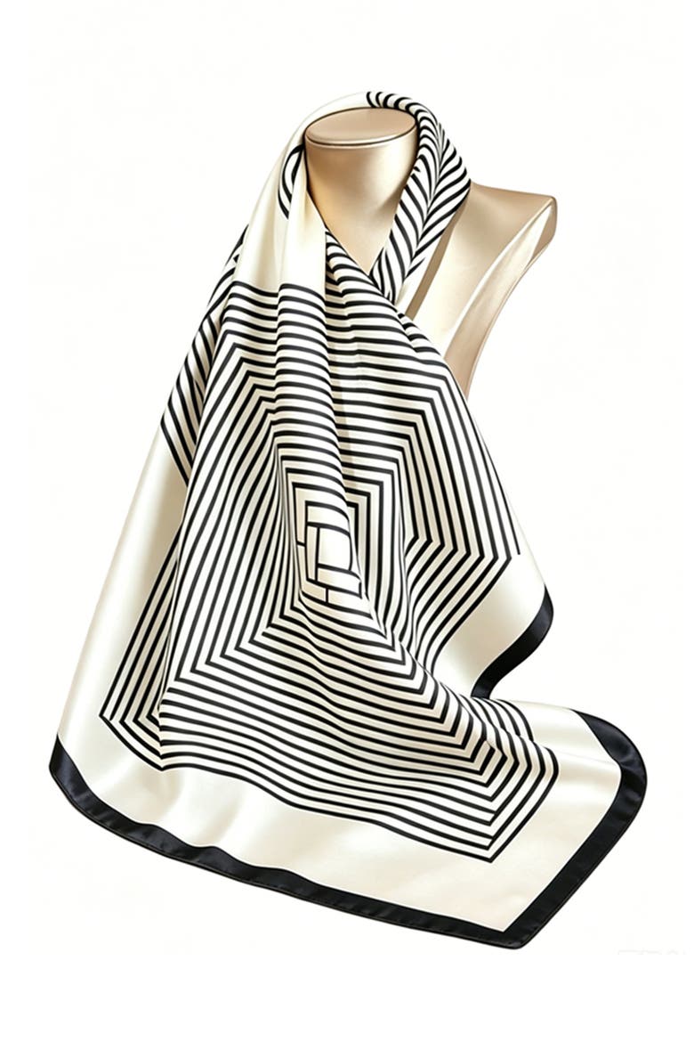 Elegantly Designed Silk Printed Square Scarf, Main, color, Black
