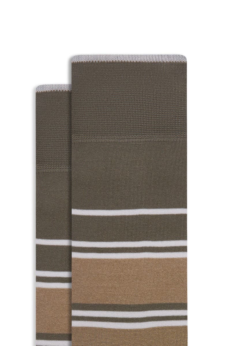 Bugatchi Stripe Mercerized Cotton Blend Dress Socks, Alternate, color, 