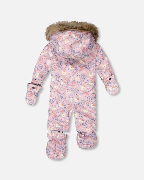 Deux Par Deux One-piece Play Snowsuit Designed For Car Seat Cat In Pink