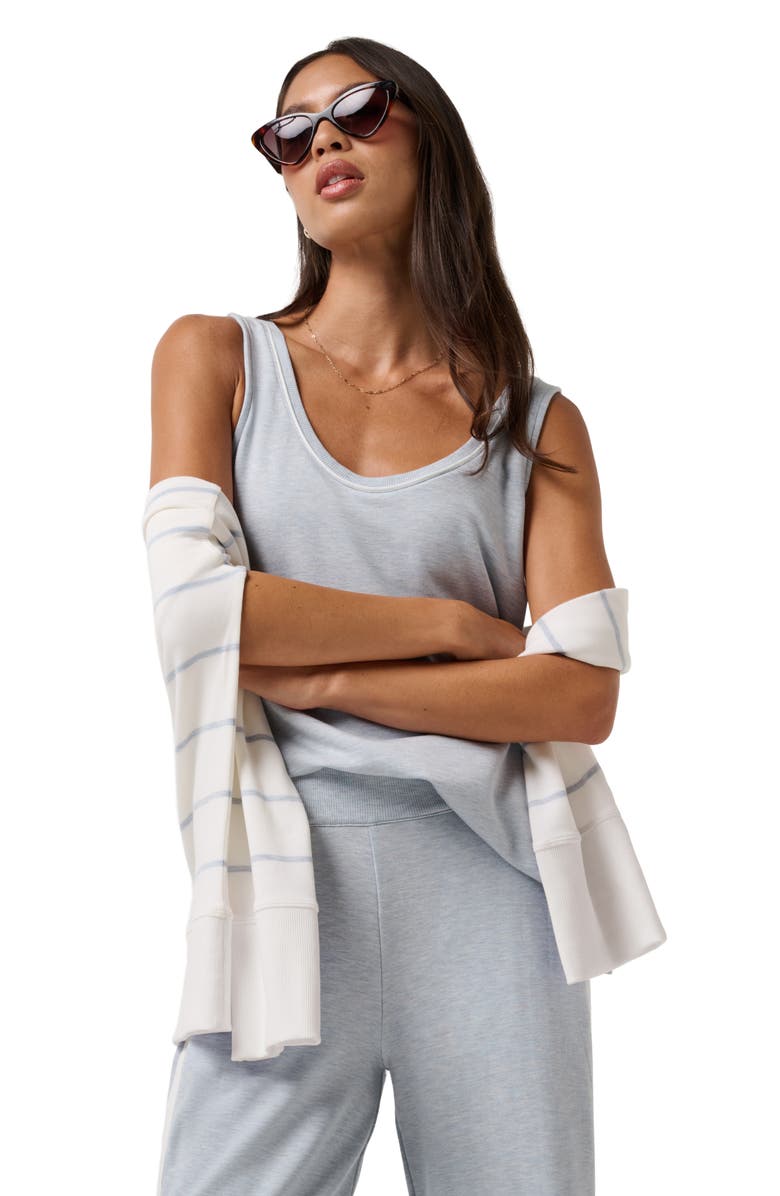 TravisMathew Cloud Terry Varsity Tank, Alternate, color, Heather Ashley Blue