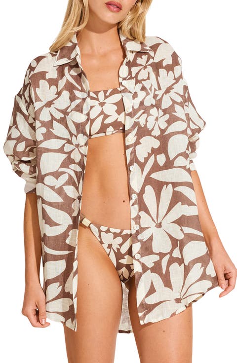 Playa Oversize Linen Cover-Up Shirt