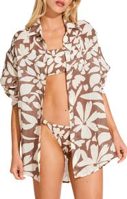 Vitamin A® Playa Oversize Linen Cover-Up Shirt