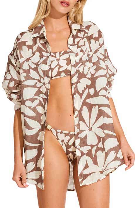 Vitamin A® Playa Oversize Linen Cover-Up Shirt