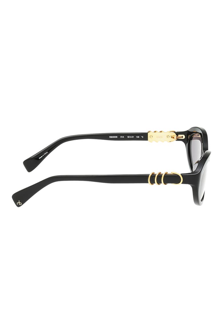 52mm Oval Sunglasses, Alternate, color, SHINY BLACK / SMOKE LENSES