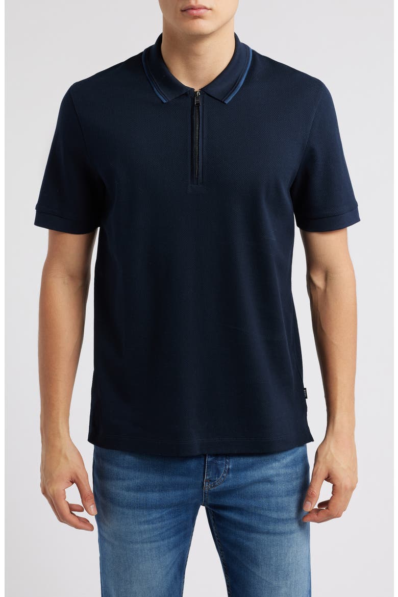 Paras Quarter Zip Cotton Polo, Main, color, DARK BLUE