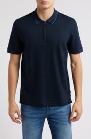 BOSS Paras Quarter Zip Cotton Polo