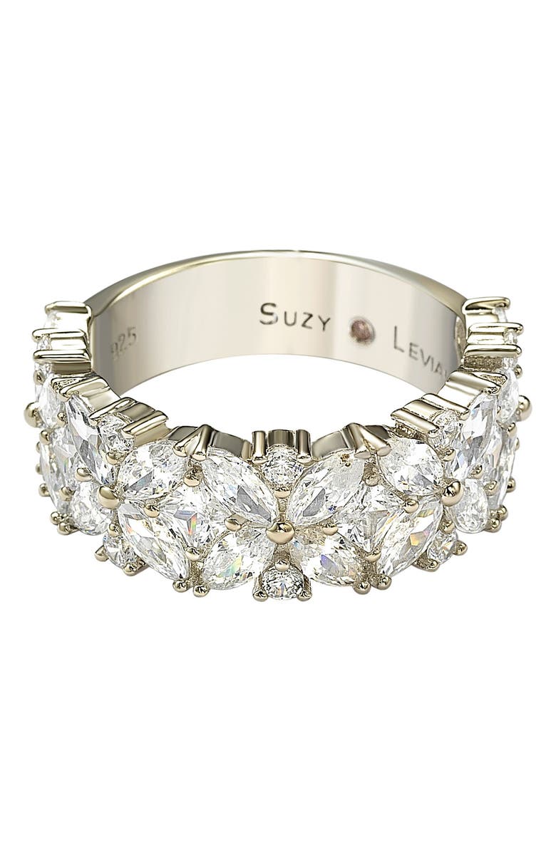 SUZY LEVIAN Multicut Cubic Zirconia Floral Eternity Ring, Alternate, color, White