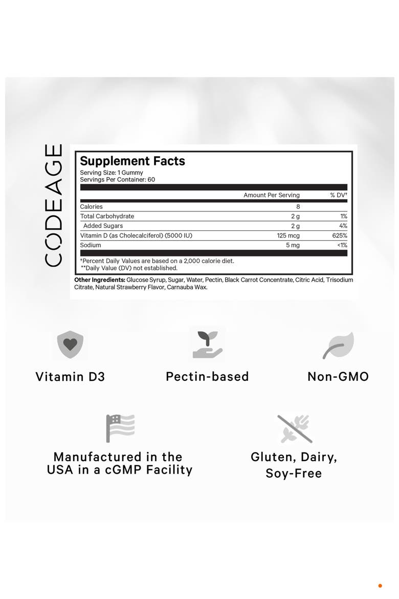 Vitamin D3 Gummies - Vitamin D 5000 IU Supplement, Alternate, color, White